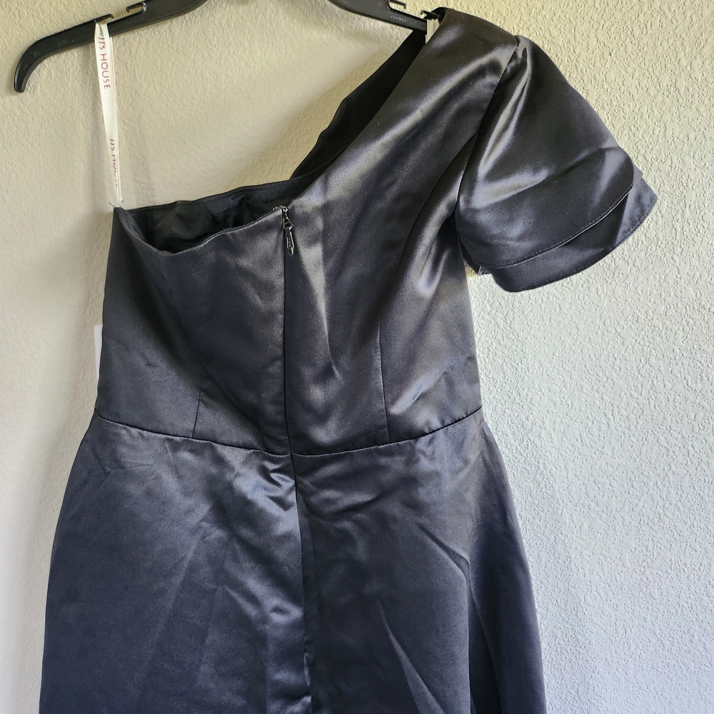 A-line One Shoulder Floor-Length Satin Bridesmaid/ Formal Dress - Picture 11 of 12